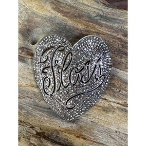 Vintage Sterling Silver Heart Brooch Floss Antique Art Deco Marcasite Pin Brooch